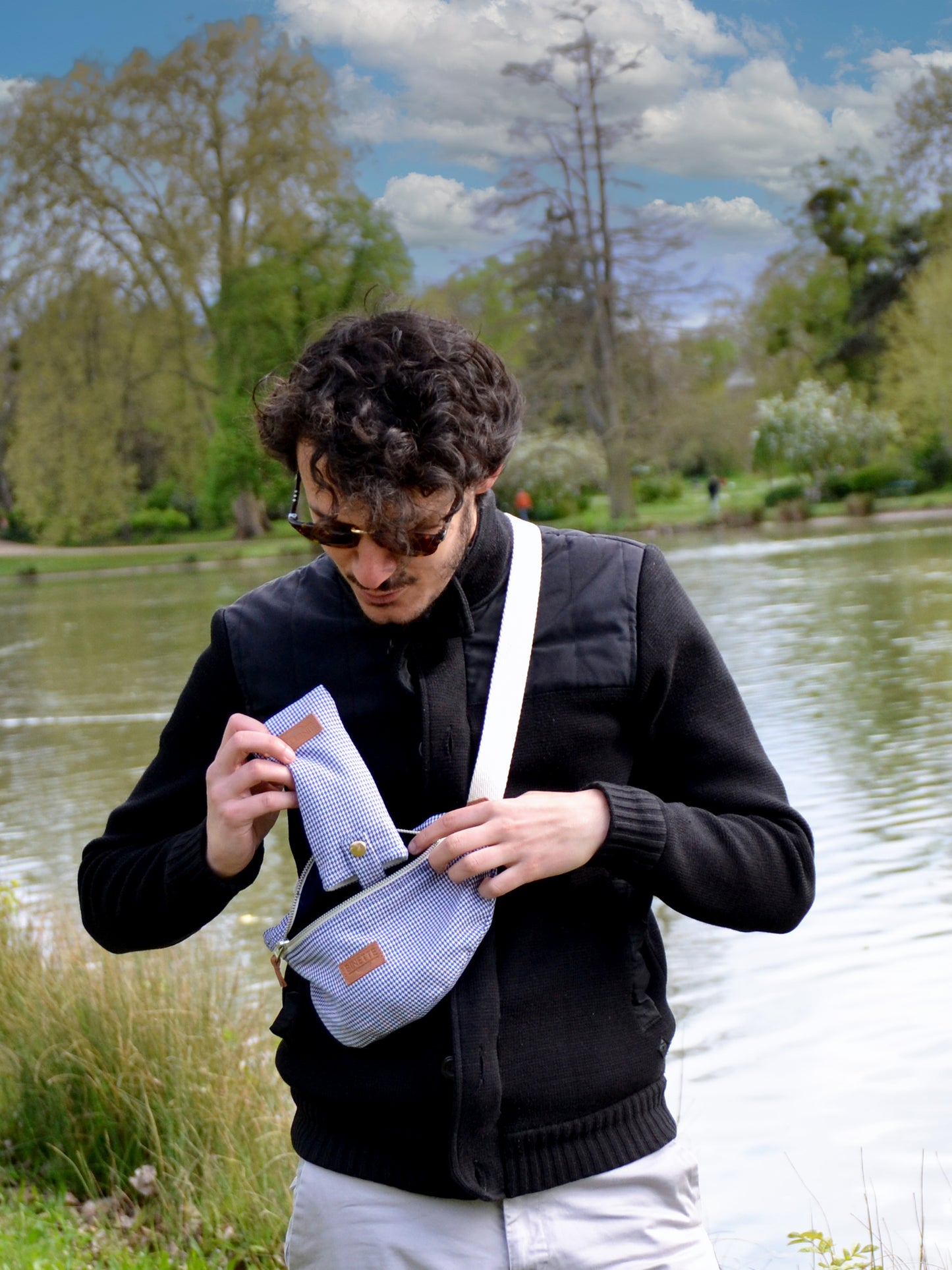Pack Iris: le sac banane, l'étuis à lunette et le porte monnaie en pied de poule