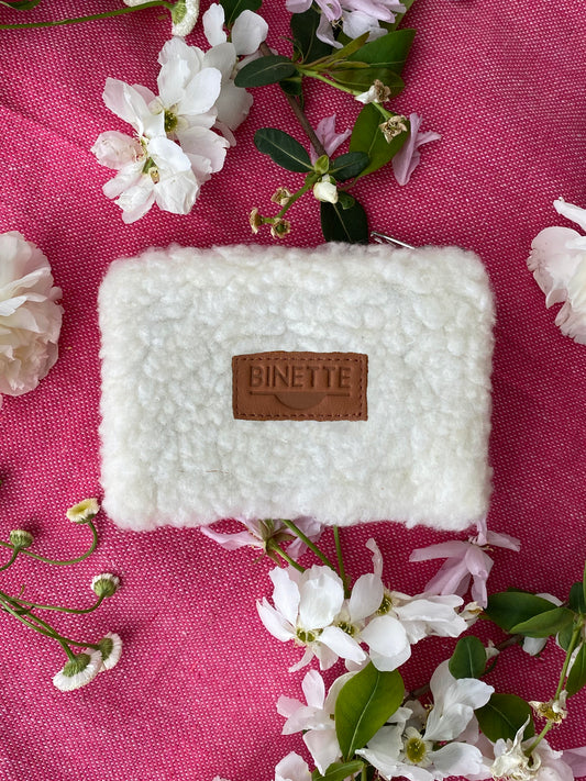 Pochette écoresponsable blanche motif boule de neige faite par une marque française