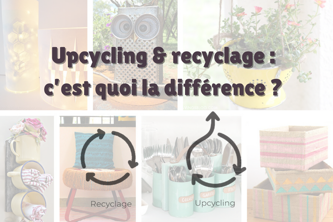 cover d'article de blog de Binette une marque française ecorest accessoires upcyclés, qui décrit les différences entre le recyclage et l'upcycling