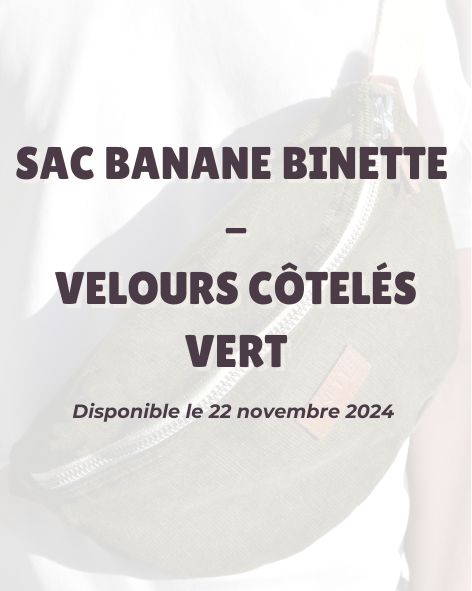 Sac banane Binette L Kiwi - Velours côtelé vert