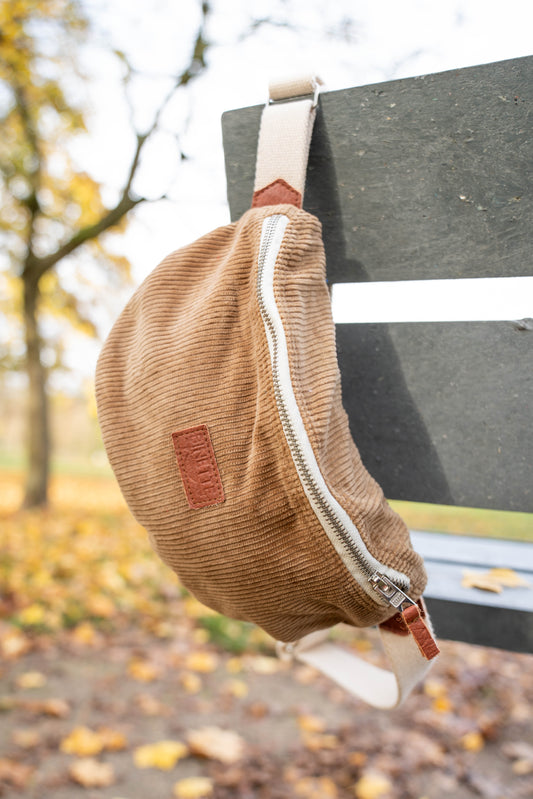 Sac banane Binette - velours côtelé marron claire 🤎