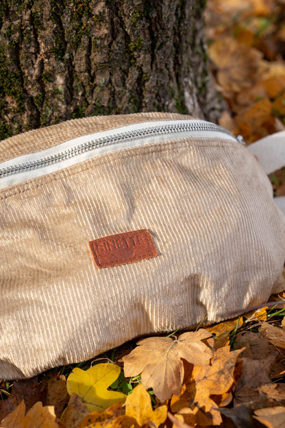 Sac banane Binette - velours côtelé beige sable