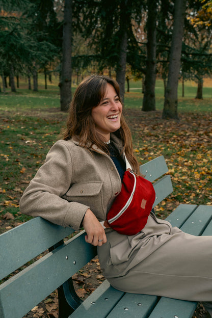 Sac banane Binette - velours côtelé rouge ❣️Format XL