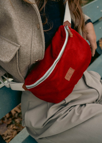 Sac banane Binette - velours côtelé rouge ❣️Format XL