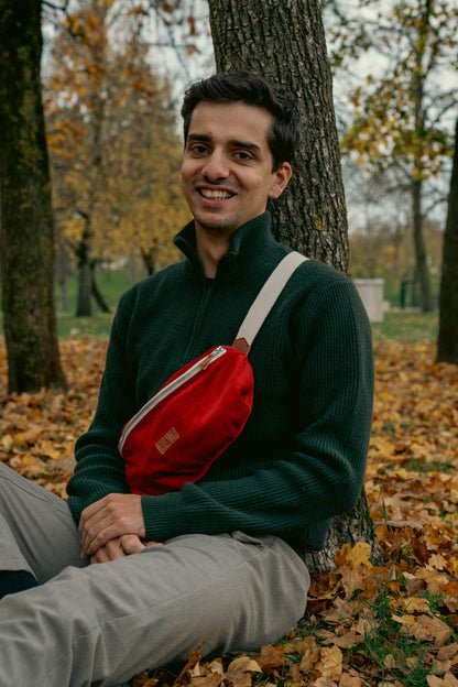 Sac banane Binette - velours côtelé rouge ❣️Format XL